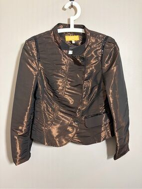 CRiSCA metallic bronze button front jacket with sequins